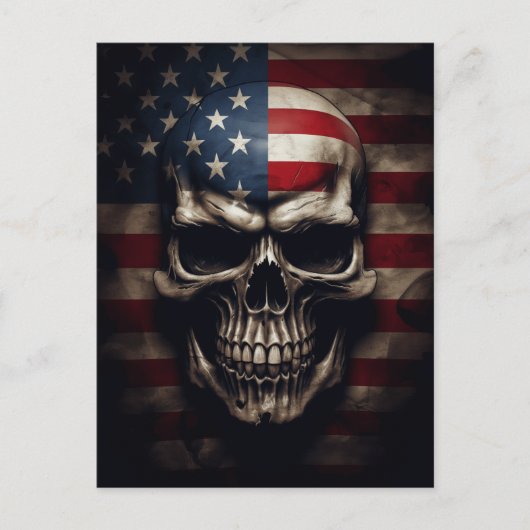 Amerikaanse Vlag Schedel  Feestdagenkaart (Voorkant)