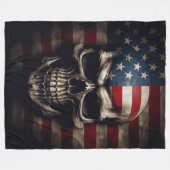 Amerikaanse Vlag Schedel Fleece Deken (Voorkant (Horizontaal))