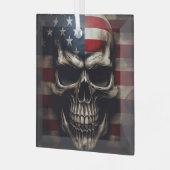 Amerikaanse Vlag Schedel  Glas Ornament (Voorkant links)