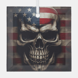 Amerikaanse Vlag Schedel Glas Ornament