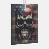 Amerikaanse Vlag Schedel  Glas Ornament (Voorkant Rechts)