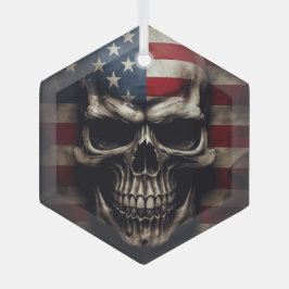 Amerikaanse Vlag Schedel Glas Ornament
