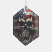 Amerikaanse Vlag Schedel Glas Ornament (Voorkant links)