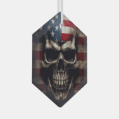 Amerikaanse Vlag Schedel Glas Ornament (Voorkant Rechts)
