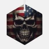 Amerikaanse Vlag Schedel Glas Ornament (Achterkant)