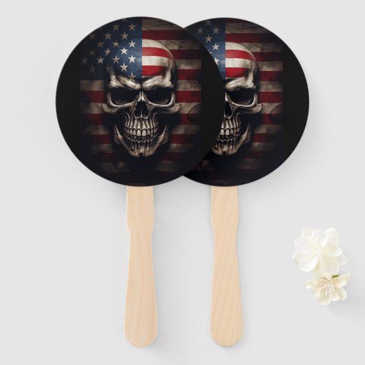 Amerikaanse Vlag Schedel Handwaaier (Voorkant en achterkant)