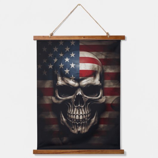 Amerikaanse Vlag Schedel Hangend Wandkleed (Voorkant)