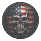 Amerikaanse Vlag Schedel Hockey Puck (Voorkant)