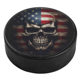 Amerikaanse Vlag Schedel Hockey Puck