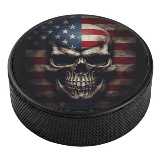 Amerikaanse Vlag Schedel Hockey Puck (3/4)