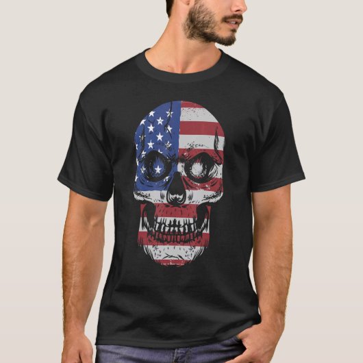 Amerikaanse vlag schedel juli 4th US Patriottisch T-shirt (Voorkant)