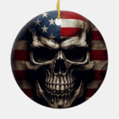 Amerikaanse Vlag Schedel Keramisch Ornament (Achterkant)