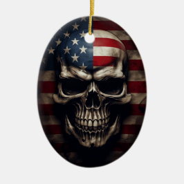 Amerikaanse Vlag Schedel Keramisch Ornament
