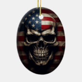 Amerikaanse Vlag Schedel Keramisch Ornament (Achterkant)