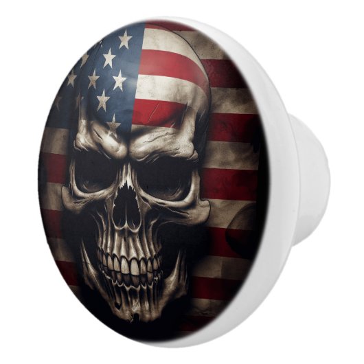 Amerikaanse Vlag Schedel Keramische Knop (Rechts)