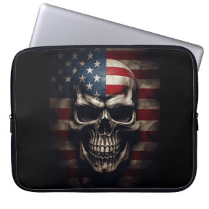 Amerikaanse Vlag Schedel Laptop Sleeve