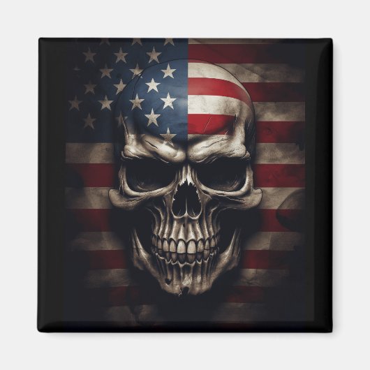 Amerikaanse Vlag Schedel Magneet (Voorkant)