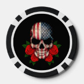 Amerikaanse vlag schedel met rode rozen pokerchips (Achterkant)