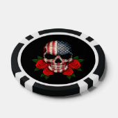 Amerikaanse vlag schedel met rode rozen pokerchips (Enkel)