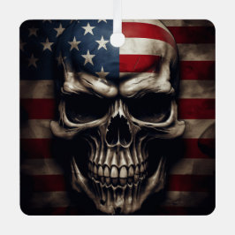 Amerikaanse Vlag Schedel Metalen Ornament