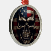 Amerikaanse Vlag Schedel  Metalen Ornament (Rechts)