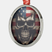 Amerikaanse Vlag Schedel  Metalen Ornament (Links)