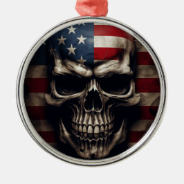 Amerikaanse Vlag Schedel Metalen Ornament