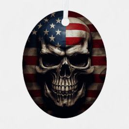 Amerikaanse Vlag Schedel Metalen Ornament