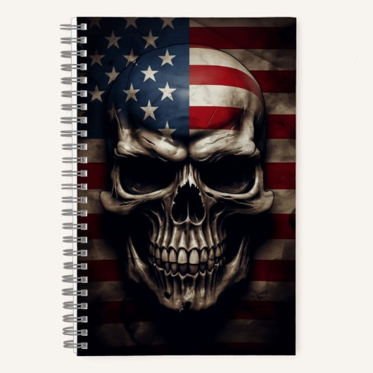 Amerikaanse Vlag Schedel Notitieboek (Voorkant)