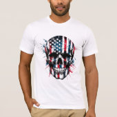 Amerikaanse Vlag Schedel Onafhankelijkheidsdag 4 j T-shirt (Voorkant)