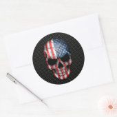 Amerikaanse vlag schedel op staal ronde sticker (Envelop)