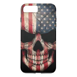 Amerikaanse vlag schedel op zwart Case-Mate iPhone case