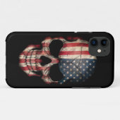 Amerikaanse vlag schedel op zwart Case-Mate iPhone hoesje (Achterkant (horizontaal))