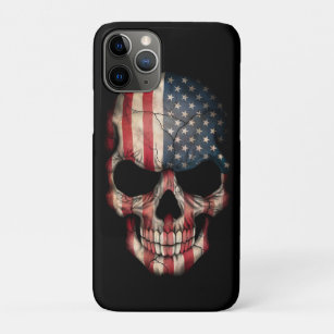 Amerikaanse vlag schedel op zwart iPhone 11 pro hoesje