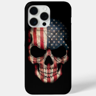Amerikaanse vlag schedel op zwart iPhone 15 pro max hoesje