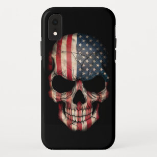 Amerikaanse vlag schedel op zwart iPhone XR hoesje