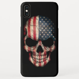 Amerikaanse vlag schedel op zwart iPhone XS max hoesje