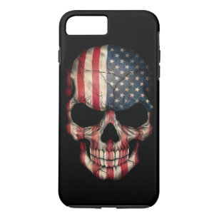 Amerikaanse vlag schedel op zwart Case-Mate iPhone case
