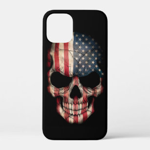 Amerikaanse vlag schedel op zwart iPhone 12 mini hoesje