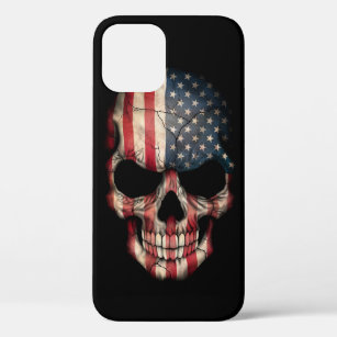 Amerikaanse vlag schedel op zwart iPhone 12 hoesje