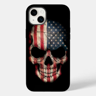 Amerikaanse vlag schedel op zwart Case-Mate iPhone case