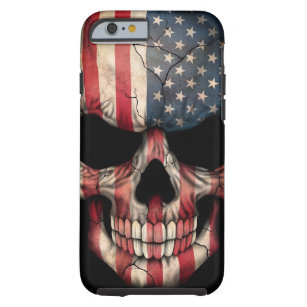Amerikaanse vlag schedel op zwart tough iPhone 6 hoesje