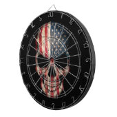 Amerikaanse vlag schedel op zwart dartbord (Voorkant Rechts)
