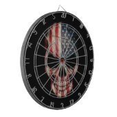 Amerikaanse vlag schedel op zwart dartbord (Voorkant Links)