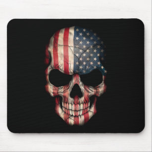 Amerikaanse vlag schedel op zwart muismat