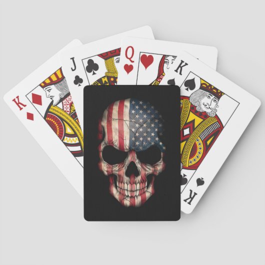 Amerikaanse vlag schedel op zwart pokerkaarten (Achterkant)