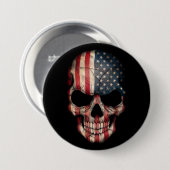 Amerikaanse vlag schedel op zwart ronde button 7,6 cm (Voorkant /achterkant)
