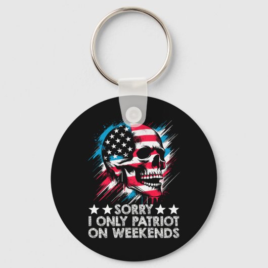 Amerikaanse Vlag Schedel Patriot Skeleton Onafhank Sleutelhanger (Voorkant)