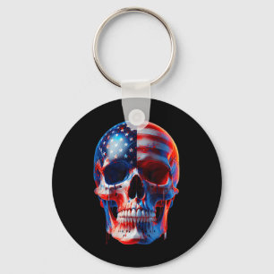 Amerikaanse Vlag Schedel Patriottisch Skelet 4 jul Sleutelhanger