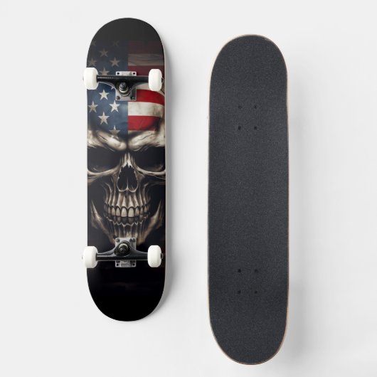 Amerikaanse Vlag Schedel  Persoonlijk Skateboard (Voorkant)